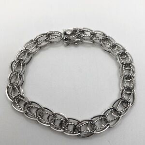 Vtg Sterling Silver Woven Link Charm Bracelet Slide Lock Clasp 7” L  .4” W 12g